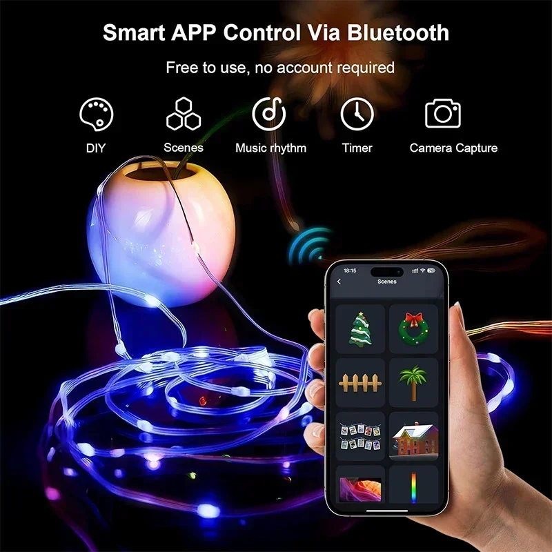 DIY RGBIC 스마트 문자열 조명 USB 전원 블루 - Smart Garden Festoon Lights 리뷰 및 가격
